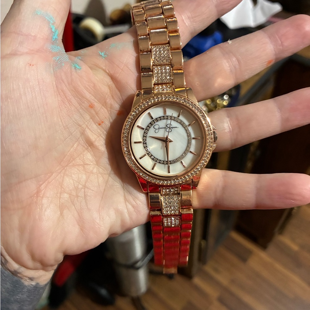 Rose Gold Watch with Crystal Accents